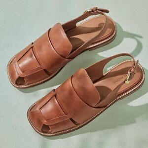 $138 Free People Libby Fisher Leather Flats Sandals 7.5 Current Style